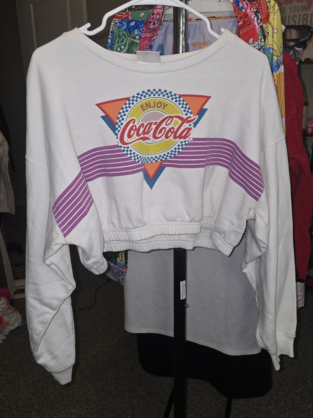 Coca Cola - Retro-  Cropped White Sweatshirt
